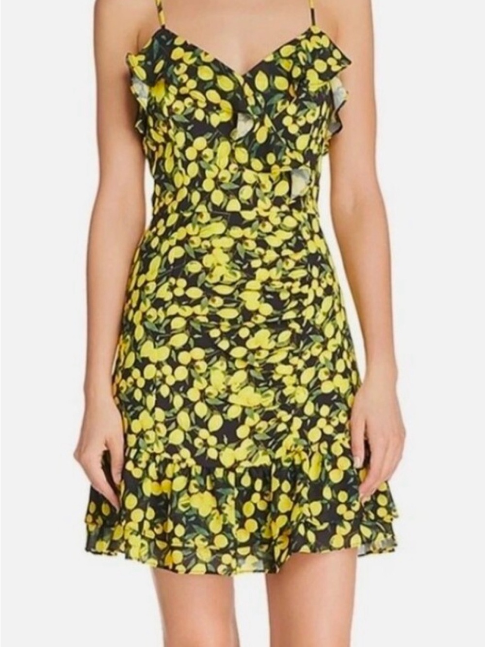 Parker Yellow Lemon Print Ruffle Sundress
